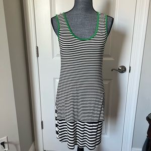 Calvin Klein Women’s Sleeveless Black White Striped Elastic Dress Sz 6